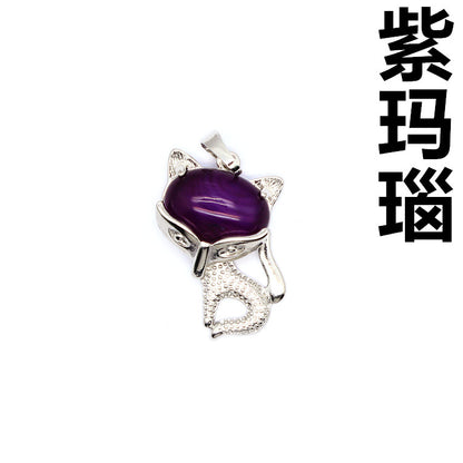 Ancient style little fox crystal pendant