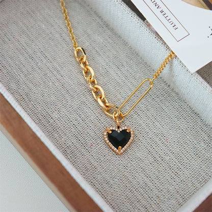 High-end black heart necklace for women - jewelryweilin