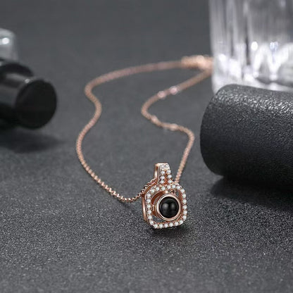 Photo projection square you necklace