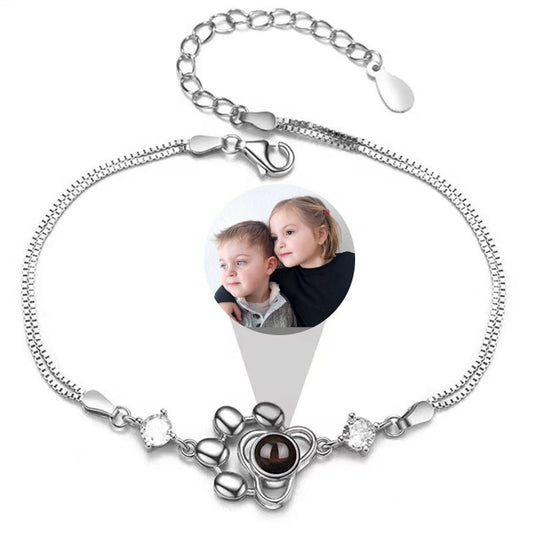 Dog paw print projection photo bracelet