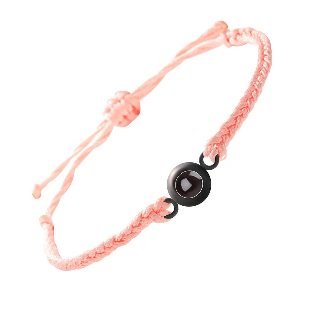 Photo projection woven couple's bracelet