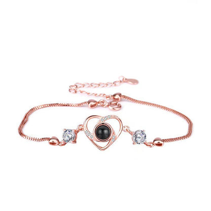 Heart-shaped zirconia photo projection bracelet
