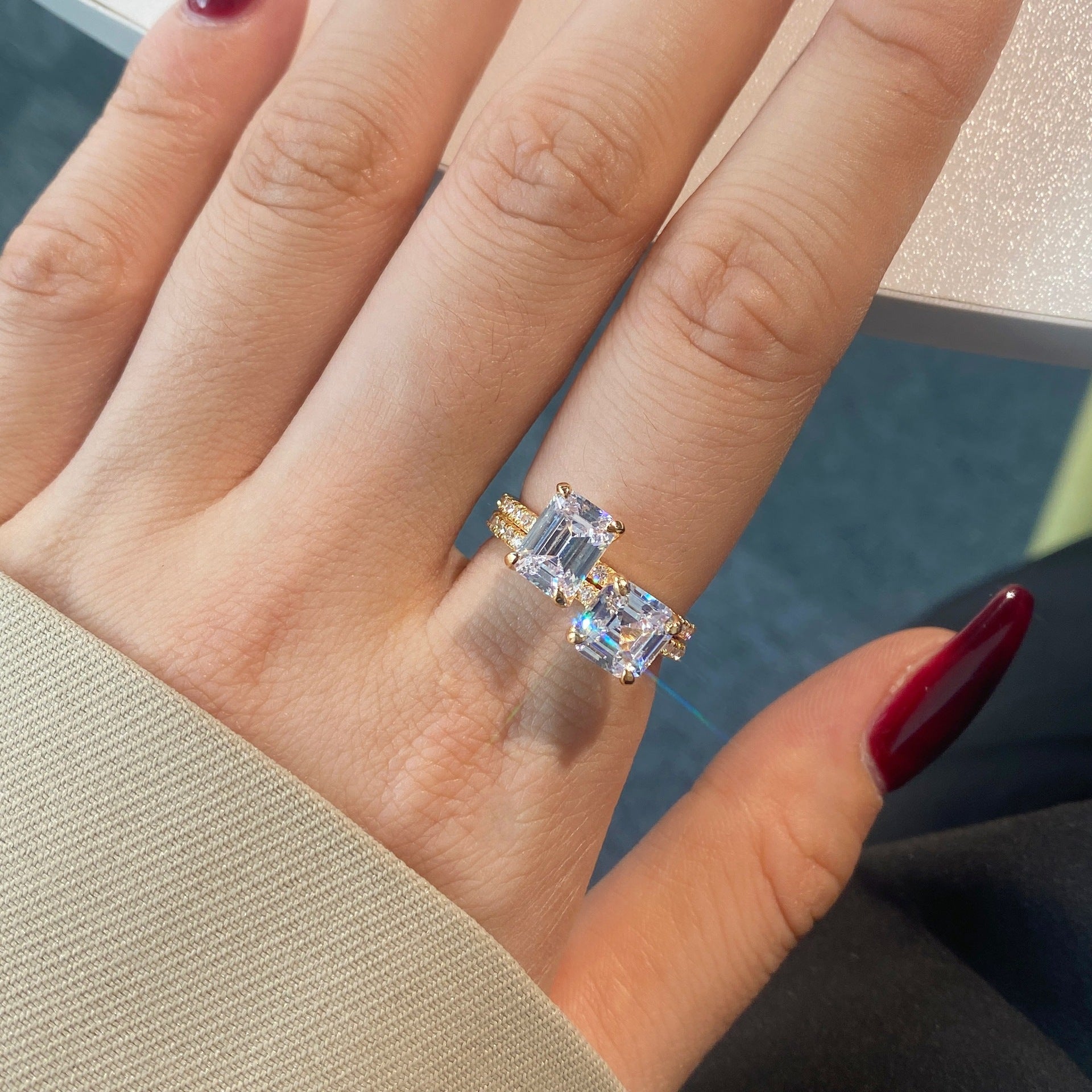 Temperament high carbon diamond stacking ring - jewelryweilin