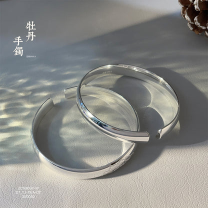 China Patterned solid sterling silver bracelet - jewelryweilin