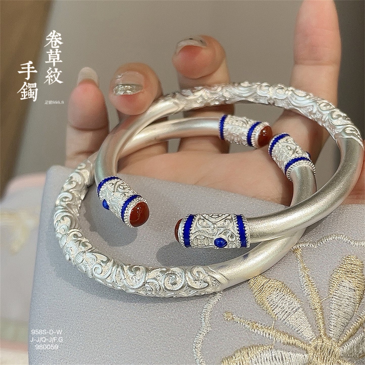 New Chinese style curly grass pattern open bracelet