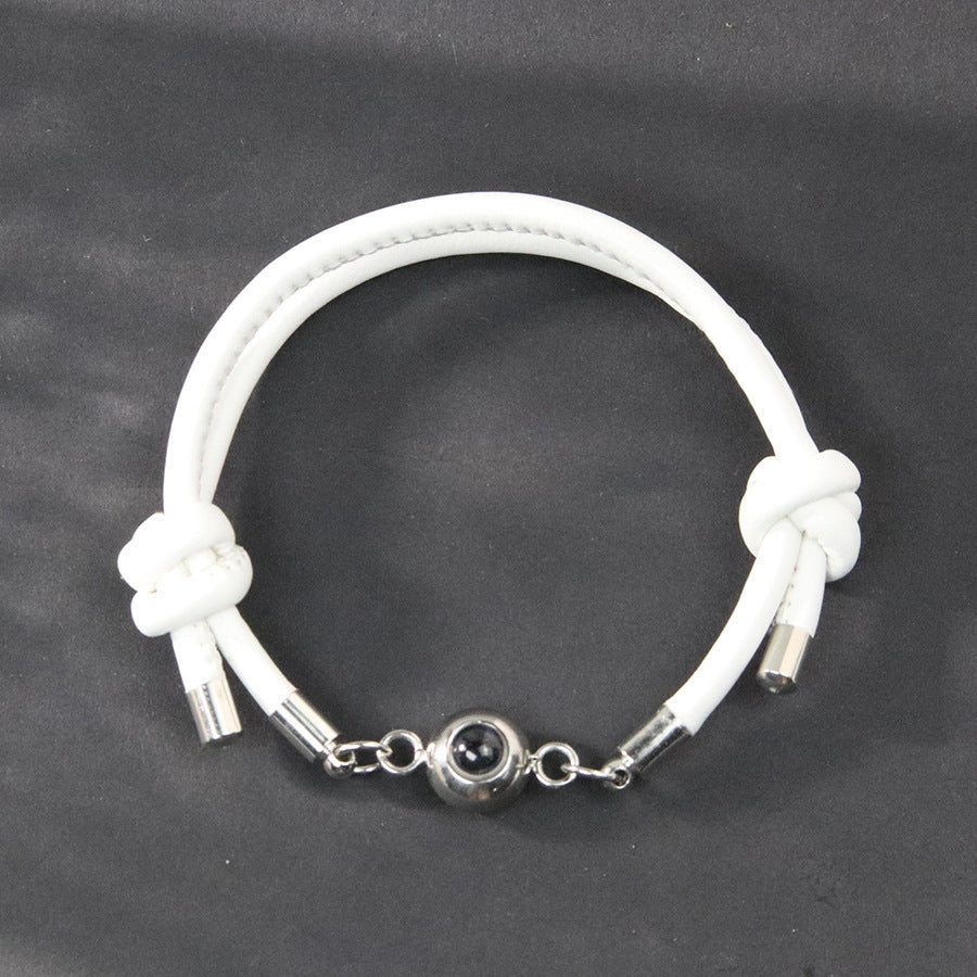 Photo projection leather cord bracelet