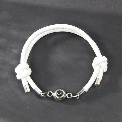 Photo projection leather cord bracelet