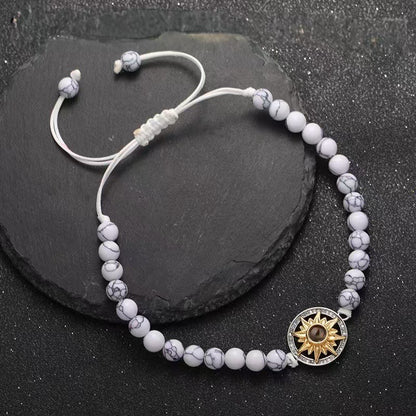 Sunflower photo projection natural stone bracelet