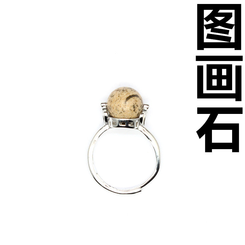 Natural stone lucky beads ring