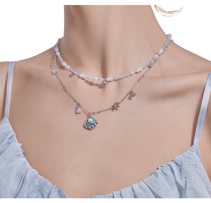 Secret language blue sea star necklace