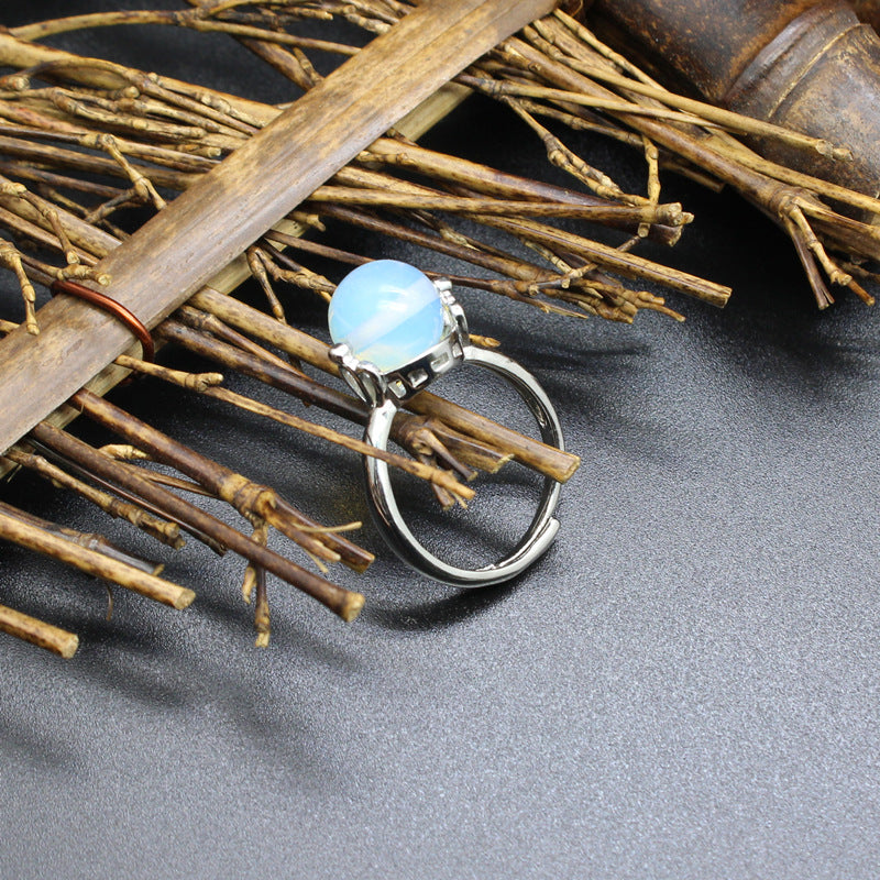 Natural stone lucky beads ring