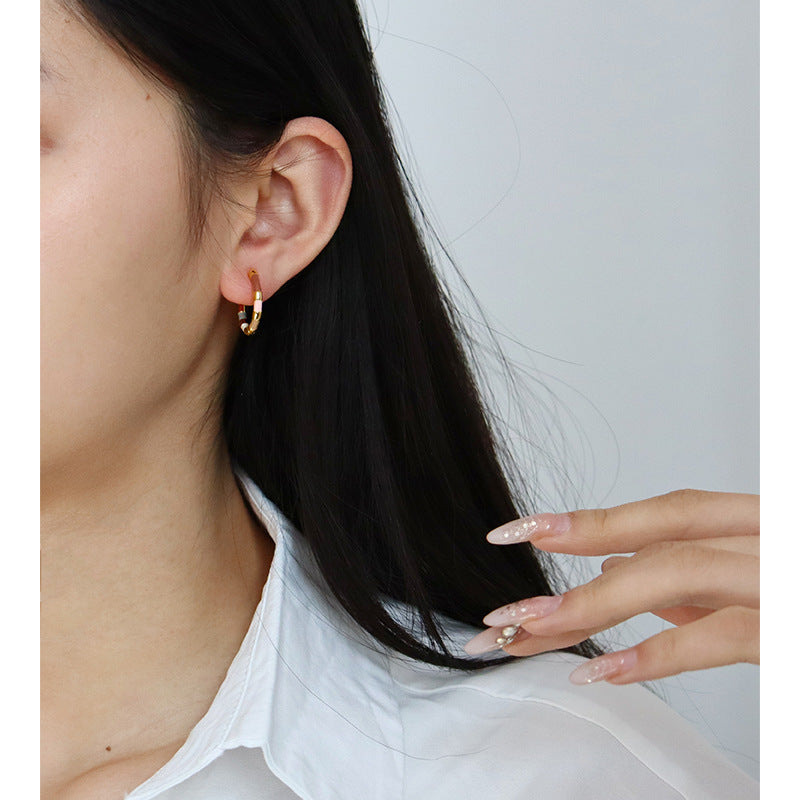 Retro personality colorful oil drip enamel earrings - jewelryweilin