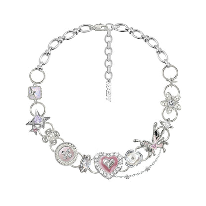 Love pink heart necklace