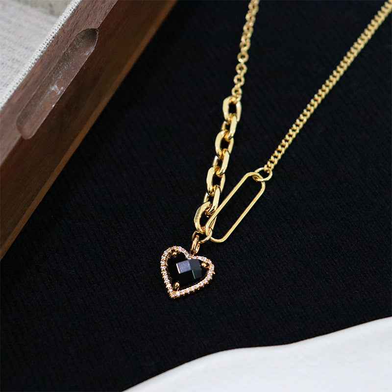 High-end black heart necklace for women - jewelryweilin