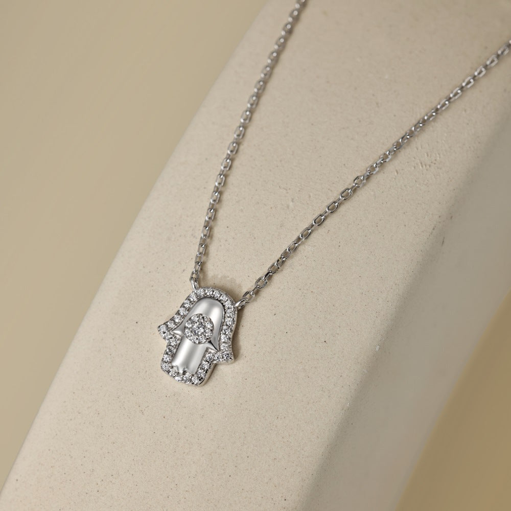 Fashion personality palm zircon necklace - jewelryweilin