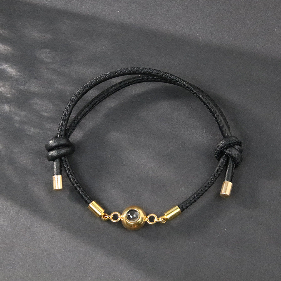 Photo projection leather cord bracelet