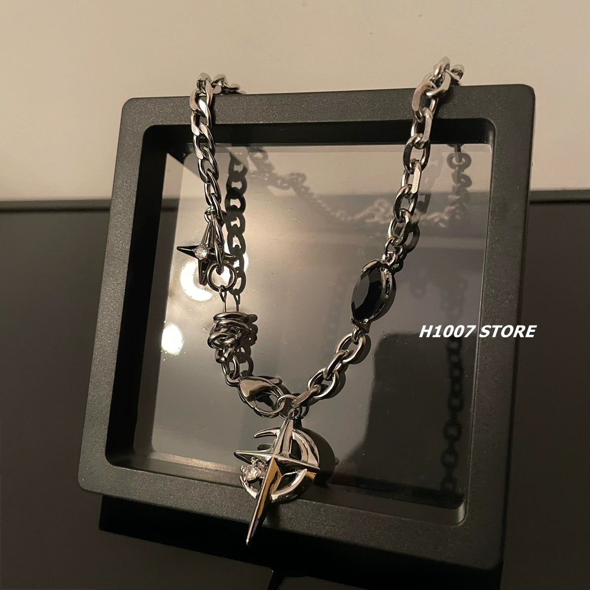 Hip-Hop Street Black Gem Star Necklace