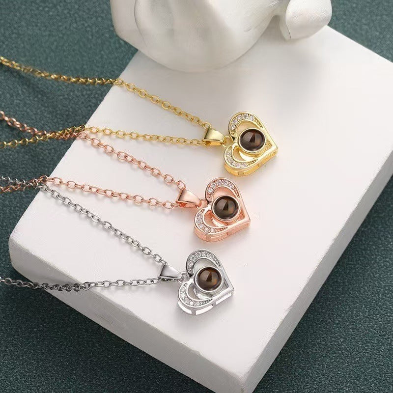 Photo Projection Heart Necklace