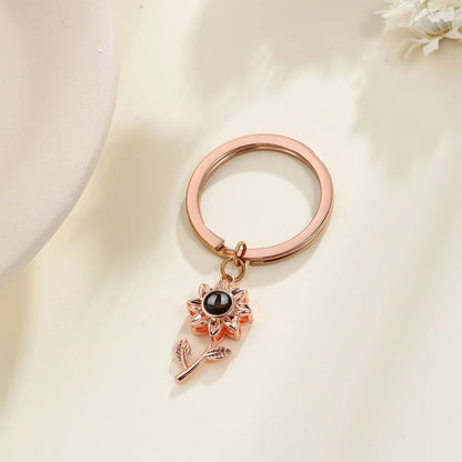 Collar de girasol con proyección de fotos