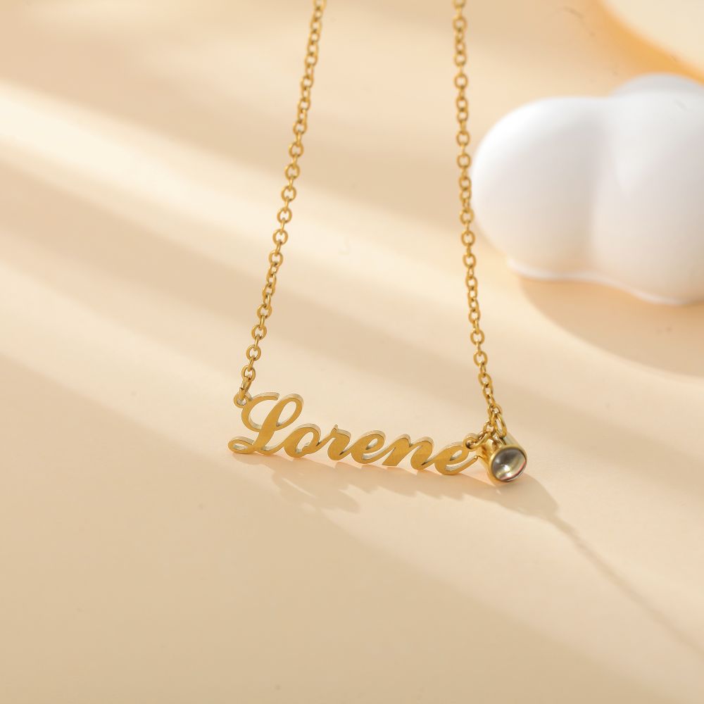 Photo projection letter necklace