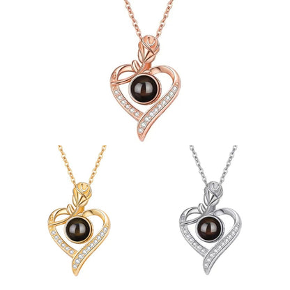 Photo projection pendant necklace