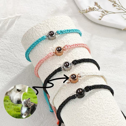 Photo projection hand-woven bracelet