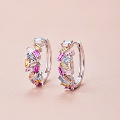 Rainbow inlaid colored zircon earrings - jewelryweilin
