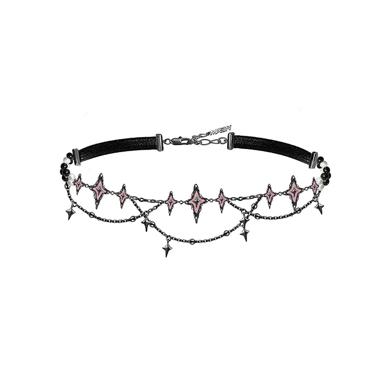 Punk pink starburst lock necklace