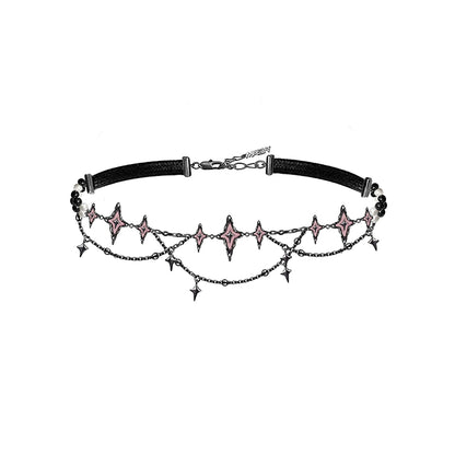 Punk pink starburst lock necklace