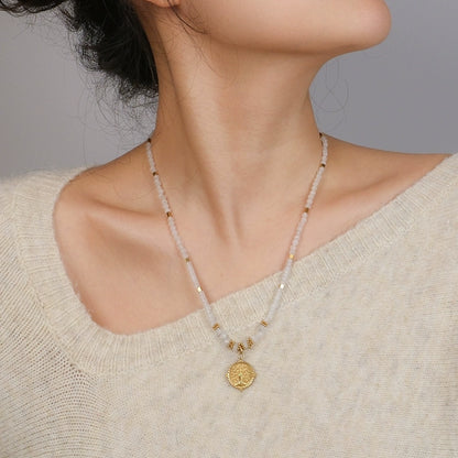 Pure white jade necklace