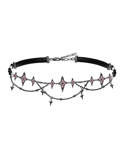 Punk pink starburst lock necklace