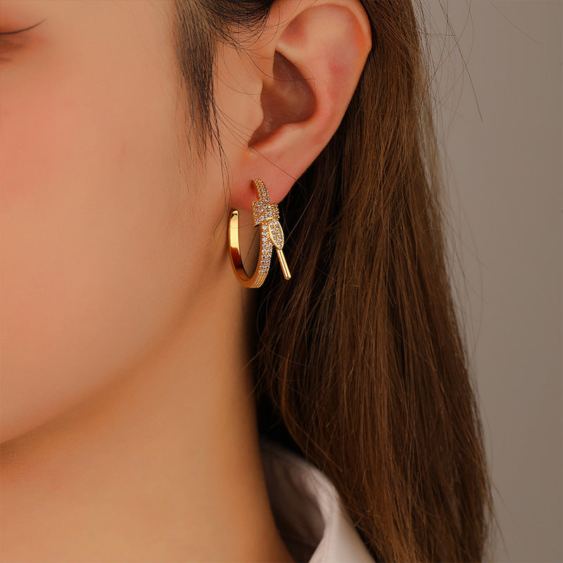 Noble Retro Bow Zircon Earrings - jewelryweilin