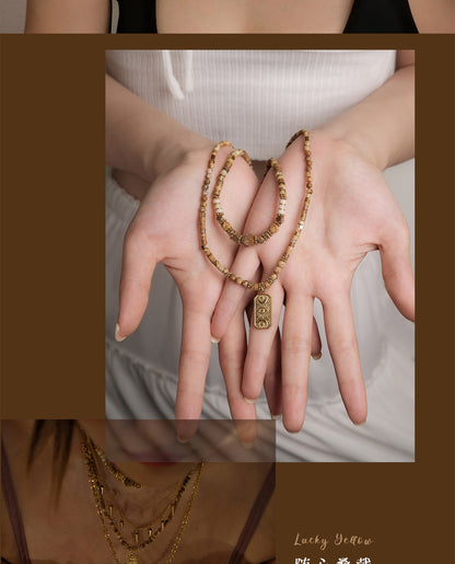 Golden wheat harvest necklace