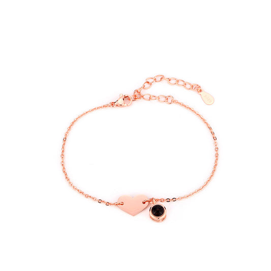 Heart-shaped engraved language projection bracelet
