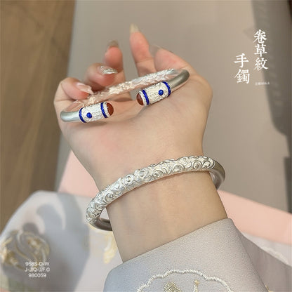 New Chinese style curly grass pattern open bracelet