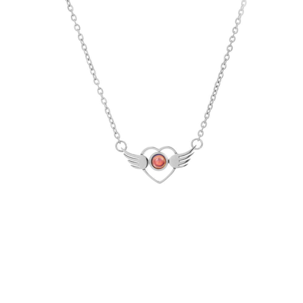 Photo Projection Heart Wings Necklace