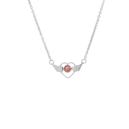 Photo Projection Heart Wings Necklace