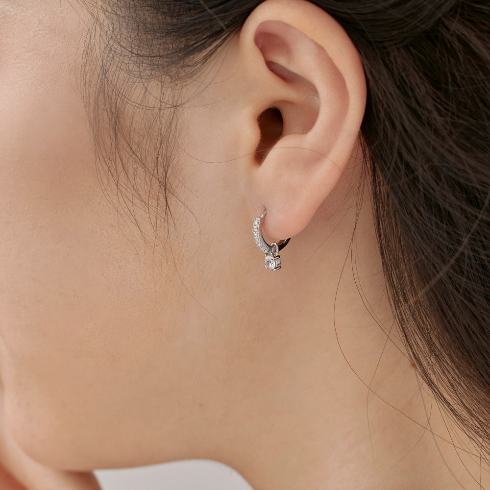 Fashion personality zircon round earrings - jewelryweilin