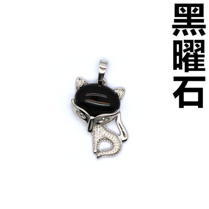 Ancient style little fox crystal pendant