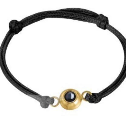 Photo projection pearl woven cord bracelet