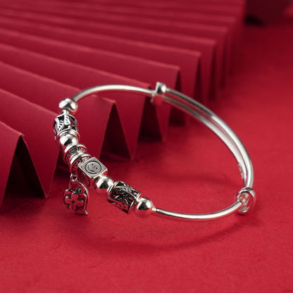 Vintage Lock Push-Pull Sterling Silver Bracelet