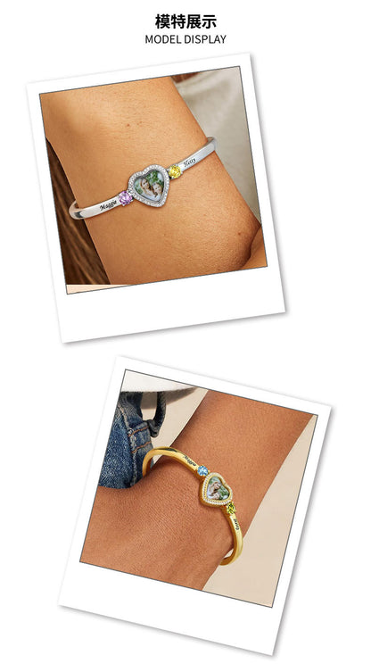 Pulsera con foto de corazón personalizada 