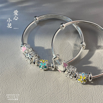 China A pair of sterling silver heart circle bracelets for children - jewelryweilin