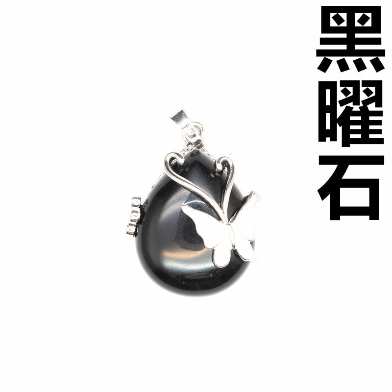 Teardrop Butterfly Shaped Crystal Pendant