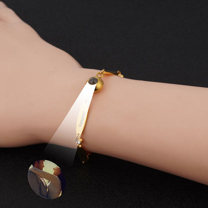 Photo projection engraving couple bracelet