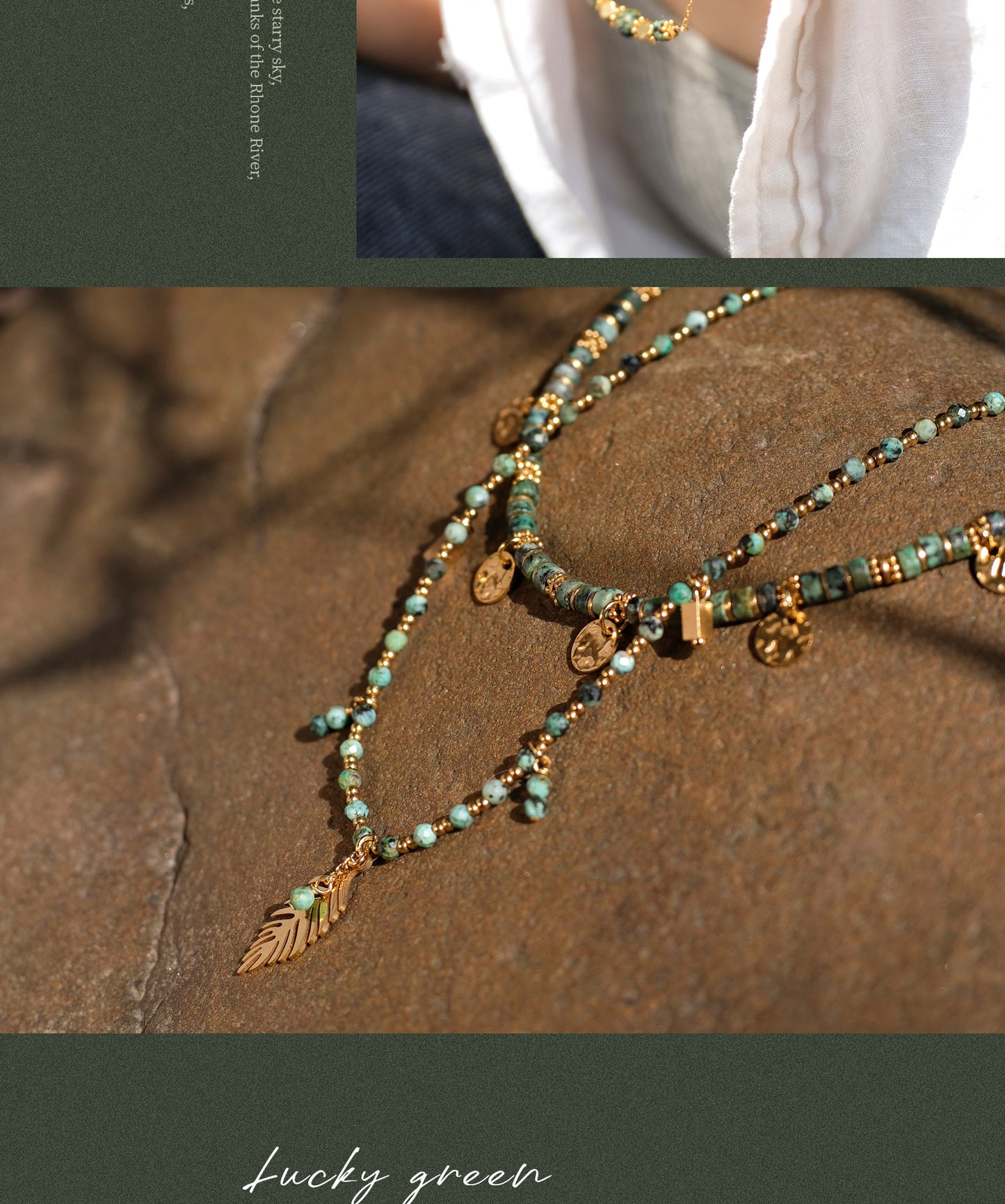 Ethnic-style green turquoise necklace