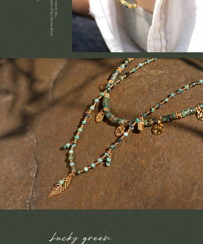 Ethnic-style green turquoise necklace