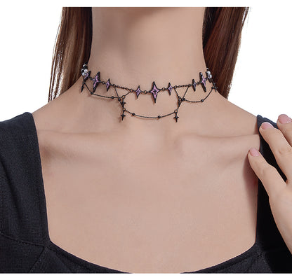 Punk pink starburst lock necklace