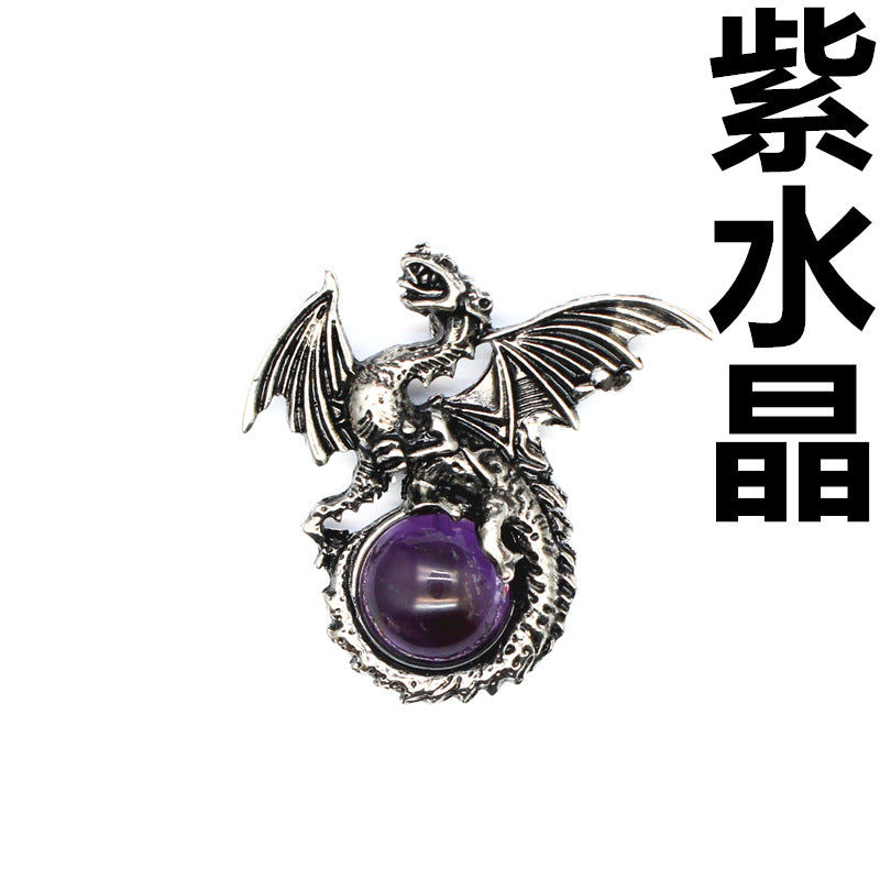 Vintage Natural Stone Dragon Pendant