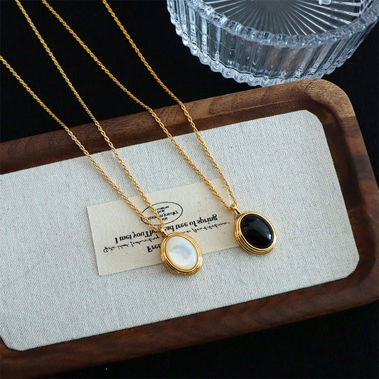 Vintage Personalized Black Natural Stone Women's Necklace - jewelryweilin